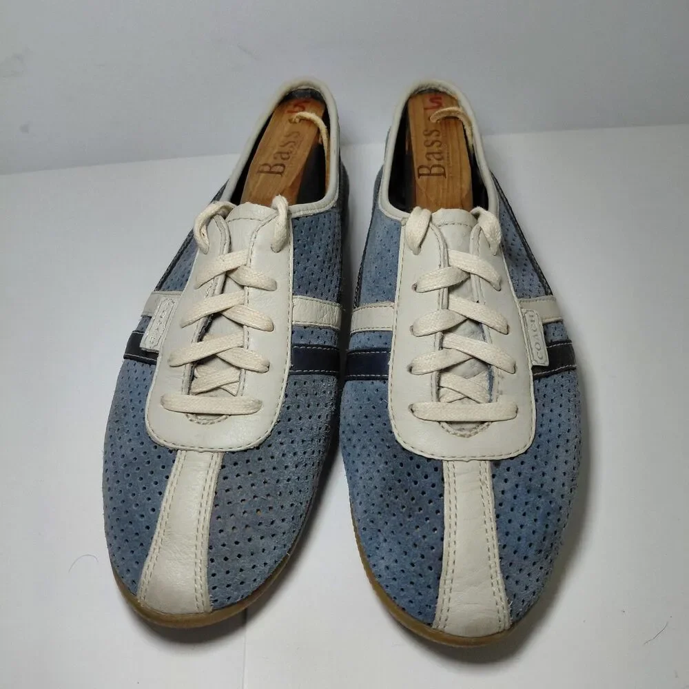 Coach Ellie Vintage Sneakers Blue Suede DK Blue Stripes Athletic Shoes Size 8M